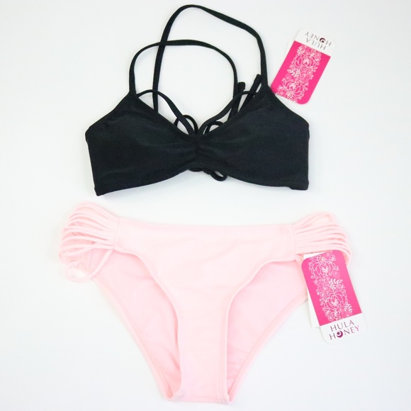 Hula Honey Other - HULA HONEY 2pc Black & Pink Bikini Set - Small - NEW